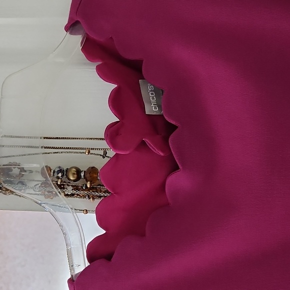 NWT Elegant Chico’s Fuchsia Pink Sleeveless Scalloped Dress - Picture 5 of 6